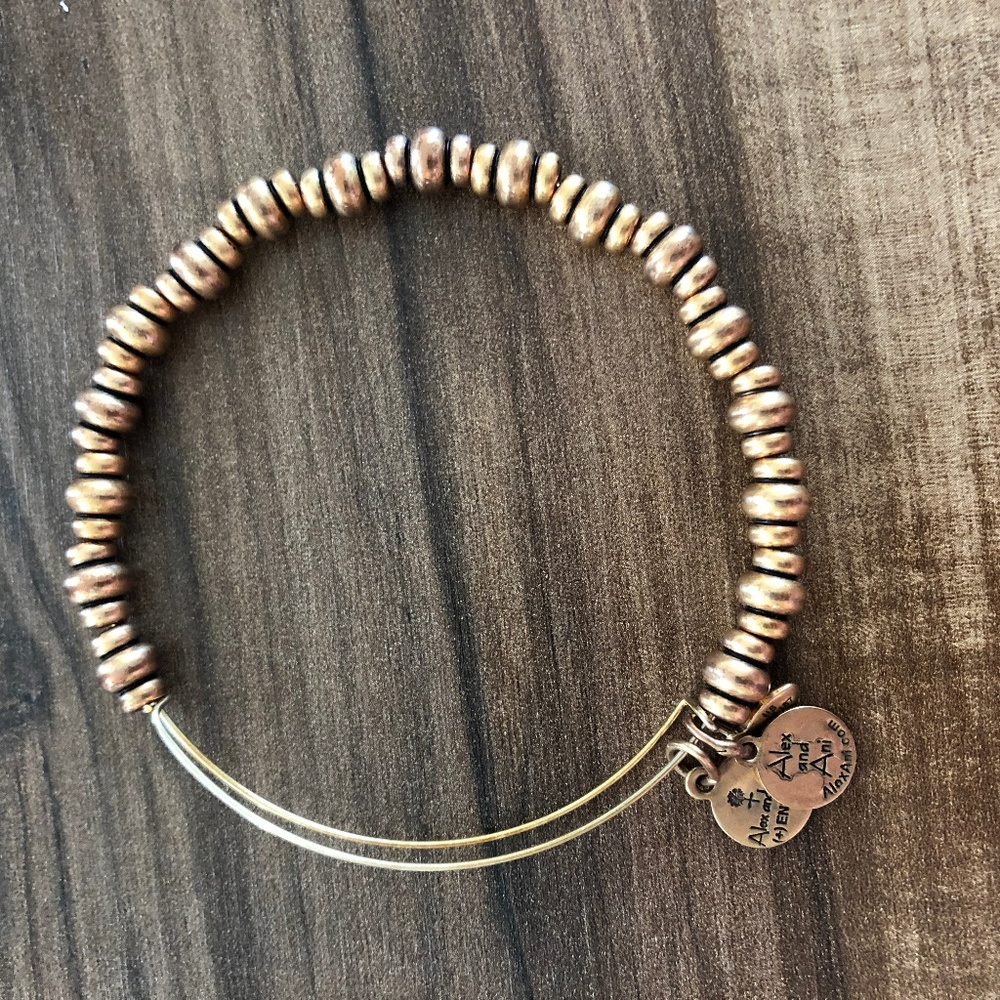 Alex and Ani Gold Bangle Bracelet Beaded Bamboo